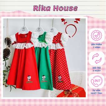 Đầm bé gái, đầm noel nhung ticke dễ thương cho bé gái từ 14 đến 38kg