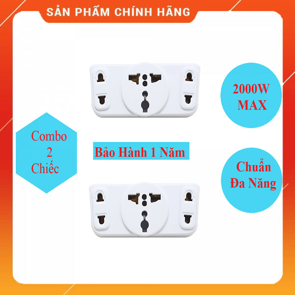 Hàng Chính Hãng-COMBO 2 Ổ cắm phích cắm chia 3 ổ chuẩn cắm đa năng Thailand