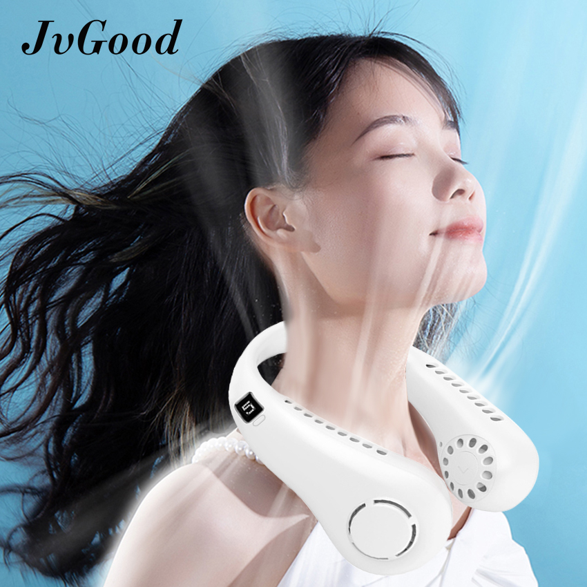 Jvgood quạt đeo cổ quạt đeo cổ không cánh cầm tay quạt làm mát usb 360 ° quạt gió siêu mạnh quạt cá nhân cầm tay quạt siêu êm quạt làm mát kép quạt mùa hè cho thể thao ngoài trời gia đình văn phòng du lịch