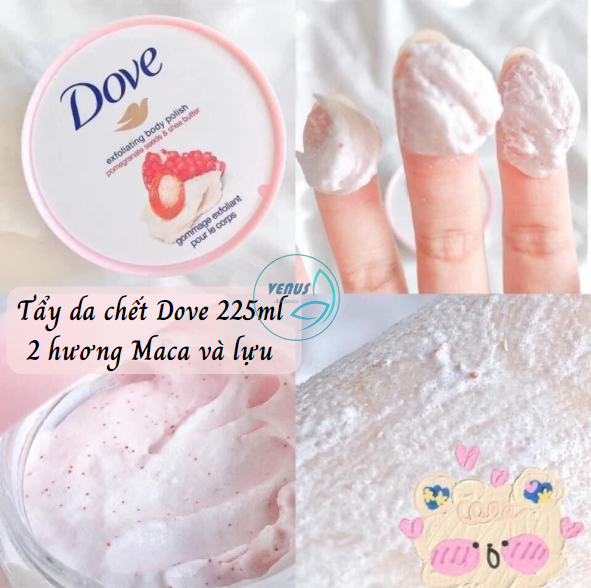Kem tẩy da chết toàn thân Dove Creme Dusch Peeling dưỡng da sáng mịn, mềm mại, 225ml - Nội địa Đức