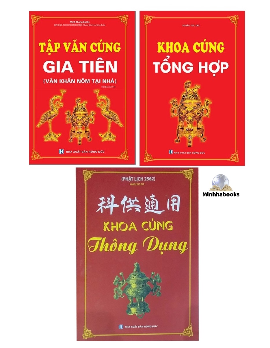 Sách - Combo Khoa cúng thông dụng + Khoa cúng tổng hợp + Tập văn cúng gia tiên +