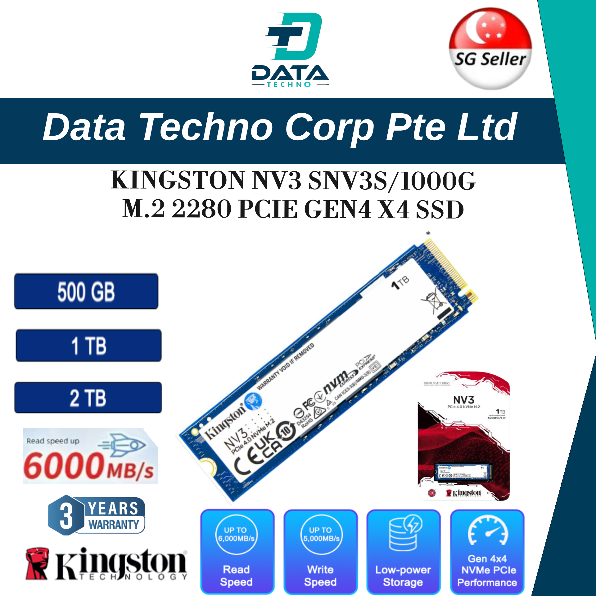 Kingston 1Tb Nvme M.2 2280 Pcie Gen 3X4 Ssd - High-Speed Internal