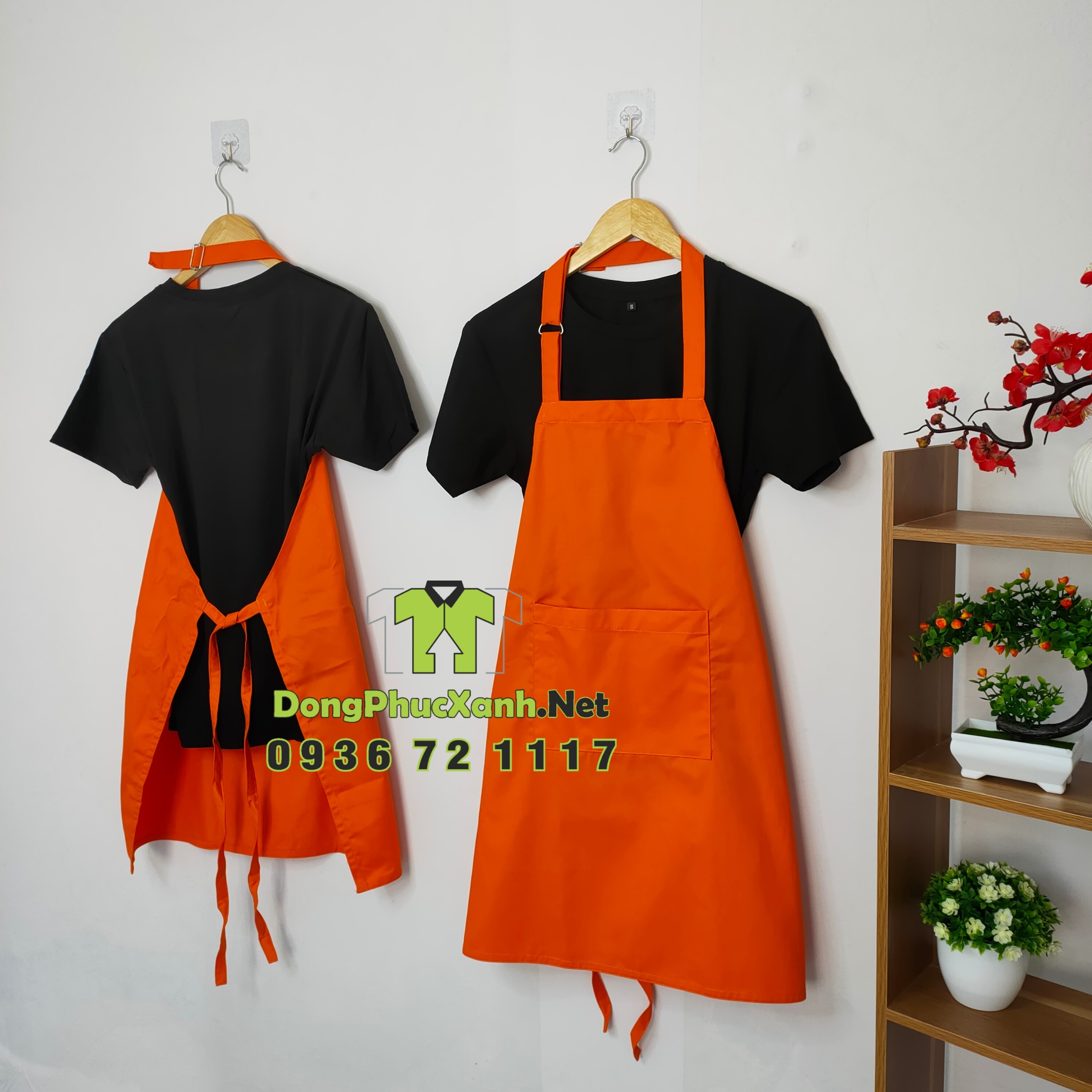 [HCM]Tạp dề màu cam Tạp dề trơn Tạp dề yếm Tạp dề đồng phục