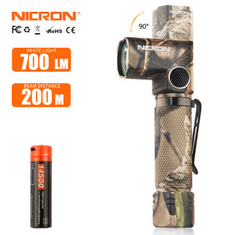 NICRON Đèn Pin Led B74camo Nhiên Liệu Kép 14500 Xoay Xoắn 90 Độ Có Thể Sạc Lại Đèn Đội Đầu 700Lumens Độ Sáng Cao Khoảng Cách Chùm Sáng Dài 200 Mét Đèn Không Thấm Nước Mini Đèn Pin LED Cắm Trại Ngoài Trời Đi Bộ Đường Dài B74camo