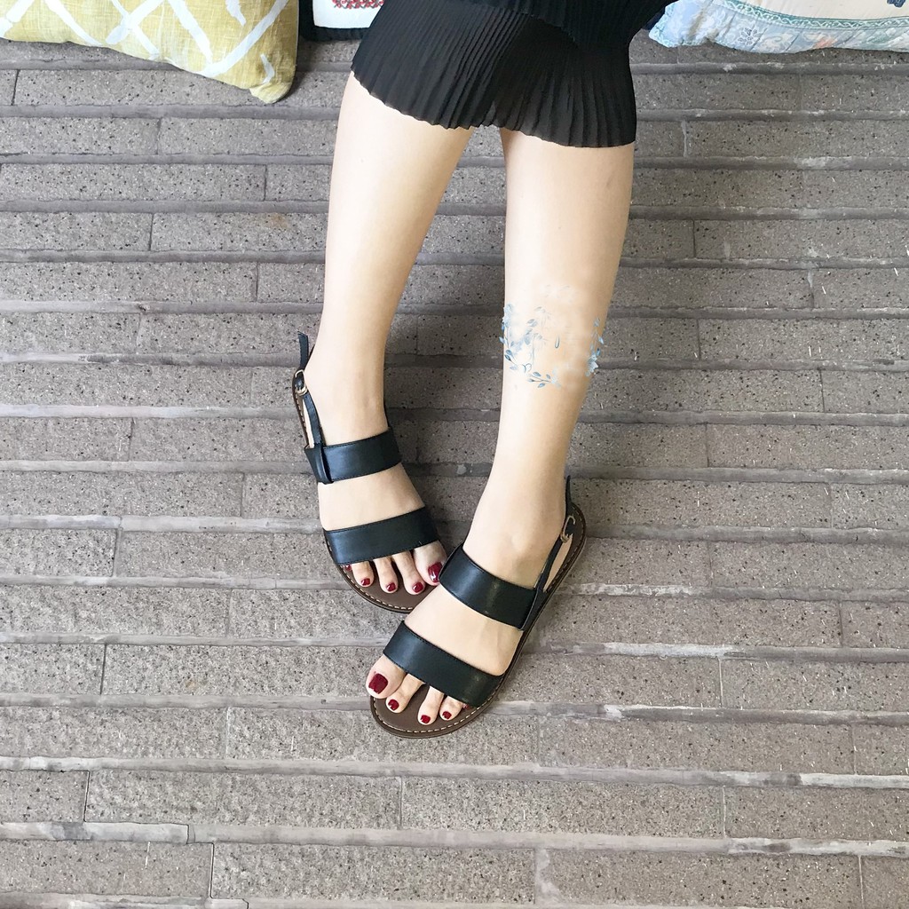 Dép nữ, sandal nữ 2 quai ngang đế nâu mẫu mới