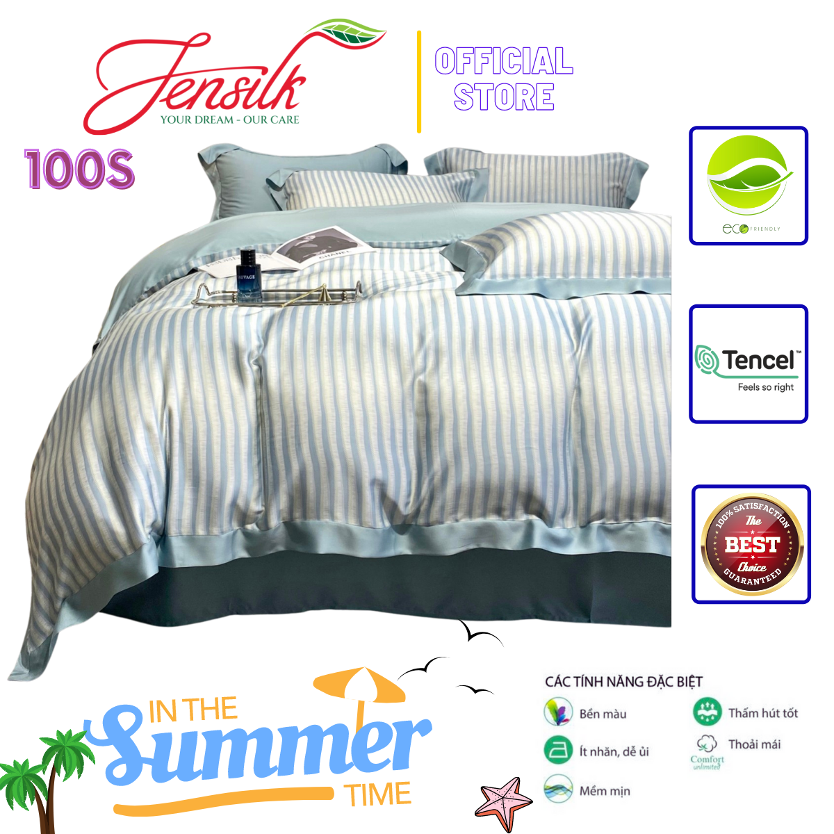 Bộ chăn ga gối mùa hè100% lụa tencel , siêu cao cấp, mềm mịn, mát da cực hot - sang trọng design summer 30