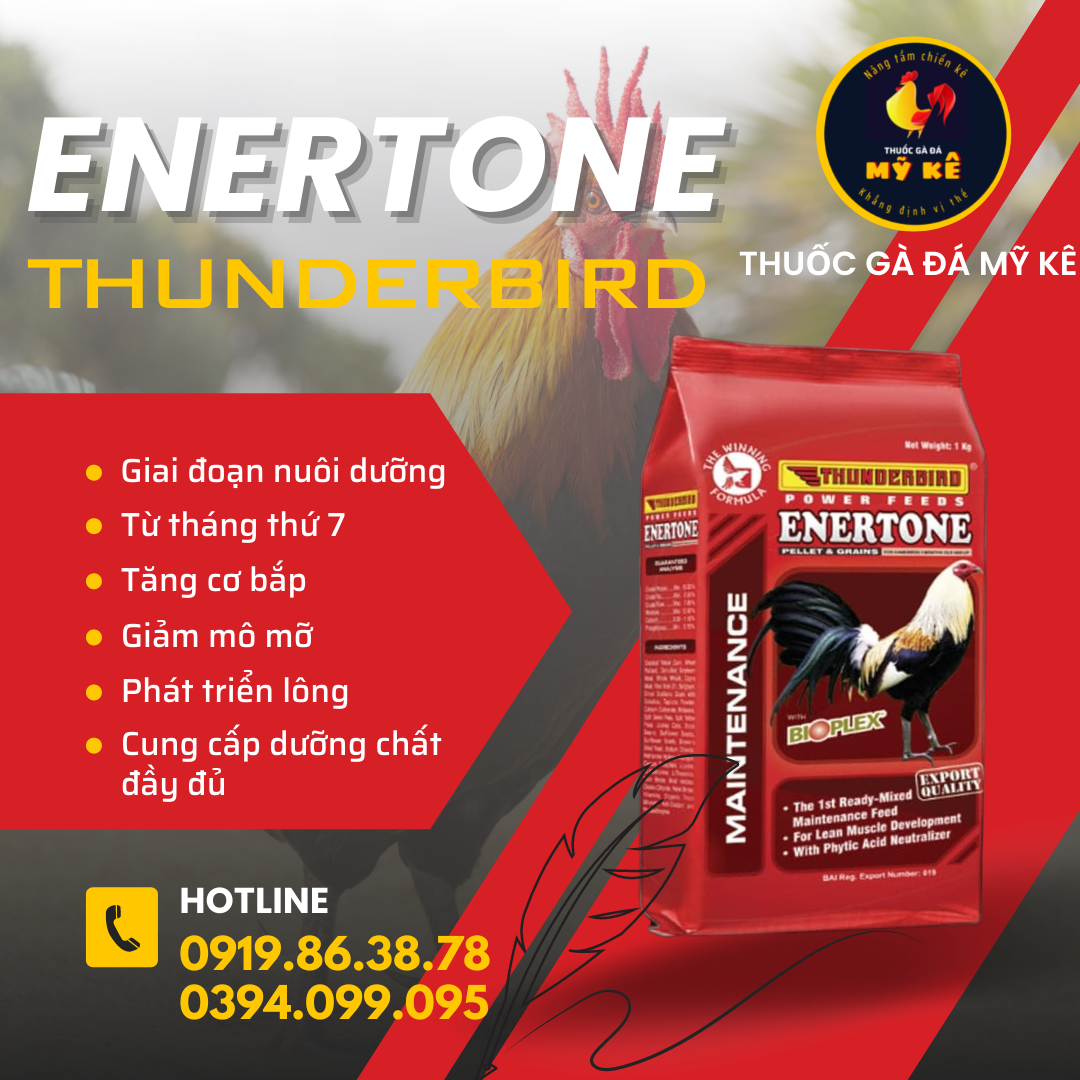 Thức ăn gà đá Thunderbird Enertone - túi 1kg