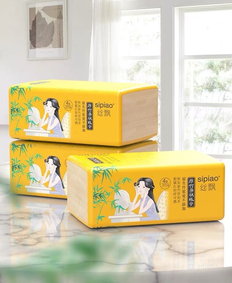 Giấy lụa Sipiao làm từ bột than tre thiên nhiên 4 lớp an toàn vệ sinh