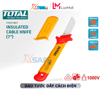 Dao tước dây điện lưỡi thẳng cách điện 1000V TOTAL THIDCK1801 5x100mm chứng nhận VDE/GS, lưỡi thép chống gỉ, dao tuốt vỏ dây điện [xtools] [CHÍNH HÃNG]