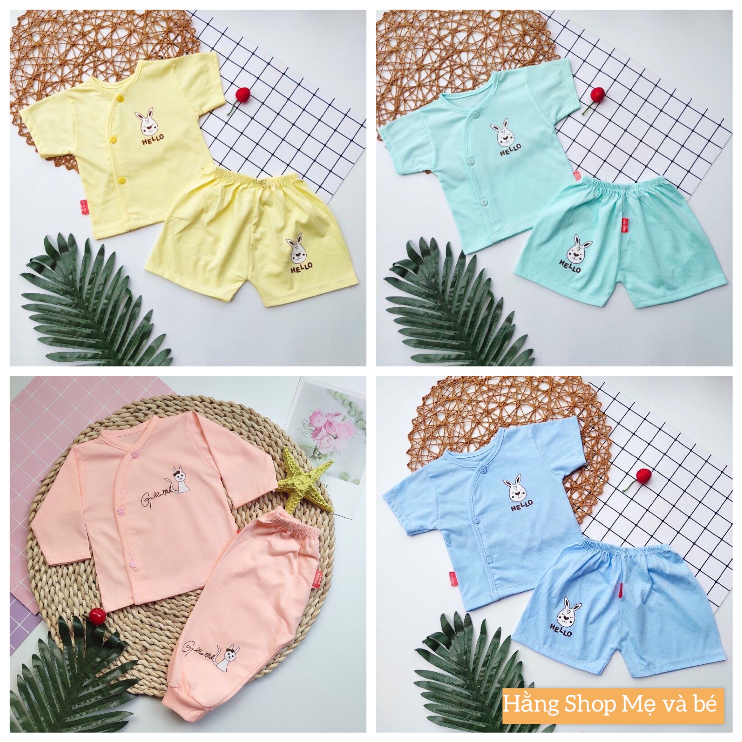 bộ đồ sơ sinh cài cúc chéo (minh đức) chất liệu cotton cài cúc mềm mại hè thu (0-9 tháng) bộ quần áo dài tay cho bé sơ sinh 1