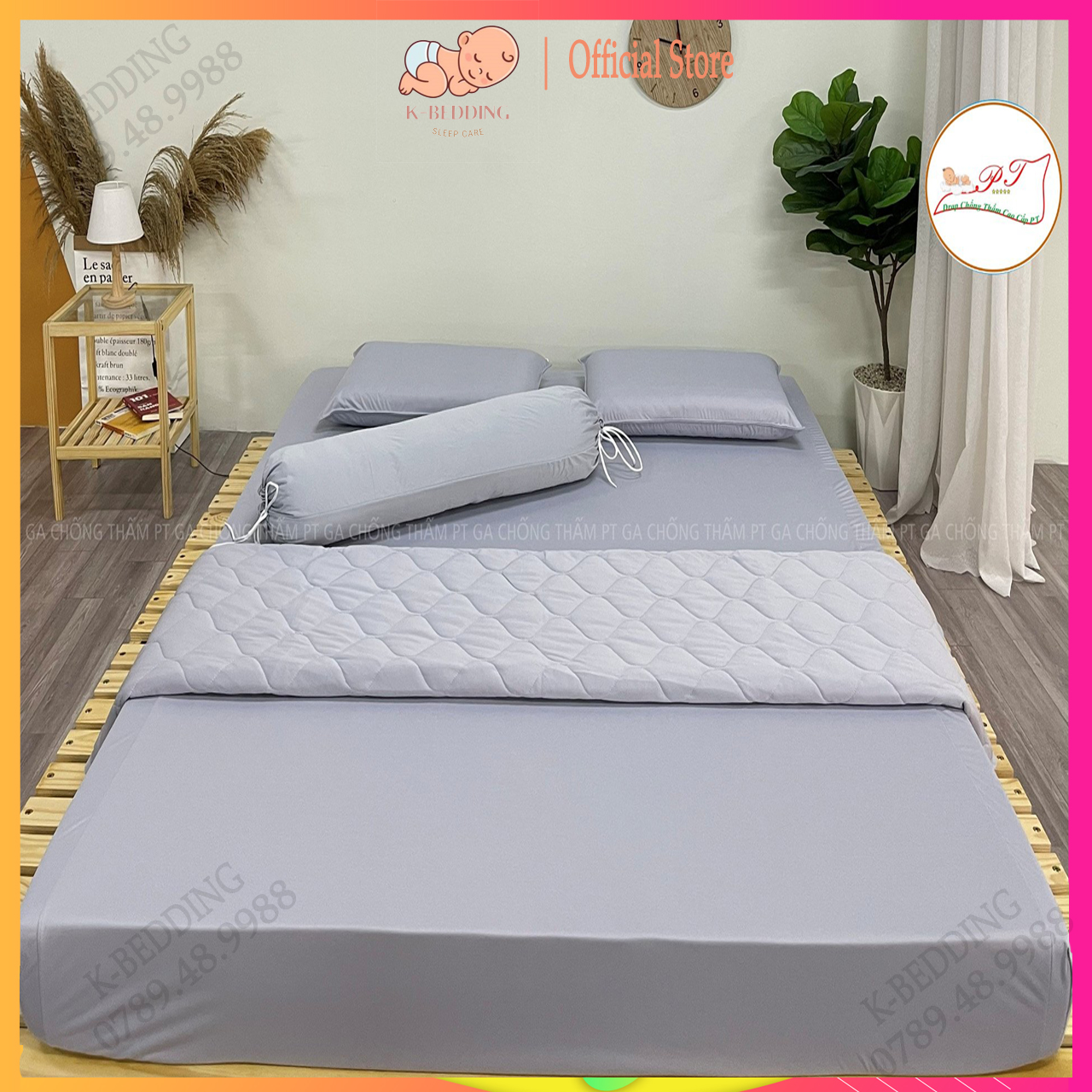 Ga chống thấm cao cấp cotton cho bé PT, drap chống thấm nước mềm mịn mát không nóng không bí, không sột soạt