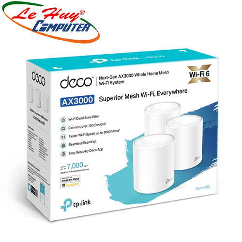  Bộ Phát Wifi Mesh TP-Link Deco X60 3-pack WIFI 6 AX3000Mbps  Verson 3.20  - Hàng Chính Hãng 