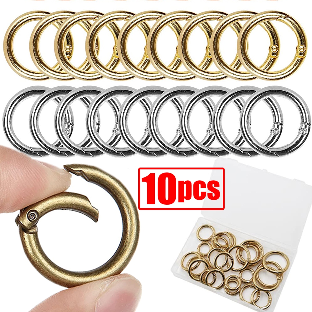 5pcs Metal Spring Gate O Ring Openable Keyring Leather Bag Belt Strap  Buckle Dog Chain Snap Clasp Pendant Trigger DIY 9 Color