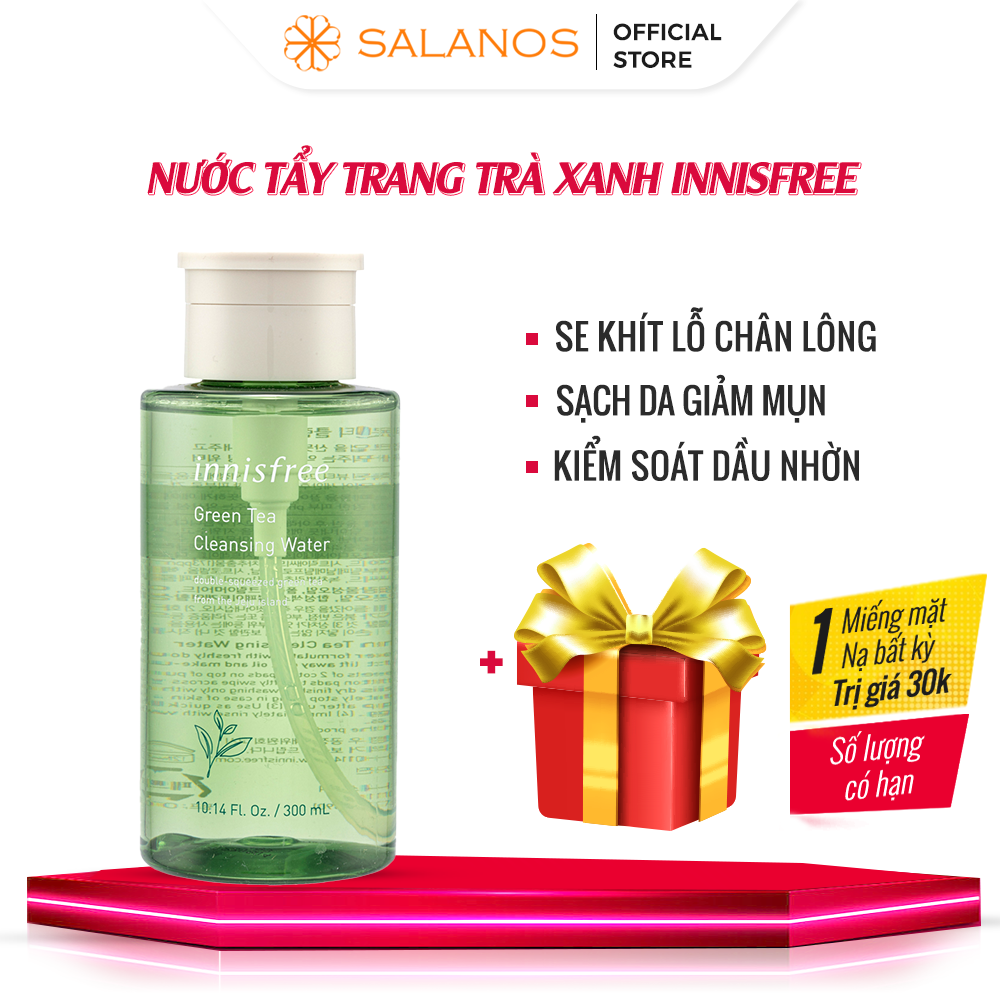 Nước tẩy trang Innisfree Chính Hãng Hàn Quốc không cồn dưỡng ẩm 3 in 1 NTCSLN04 SALANO 300ml