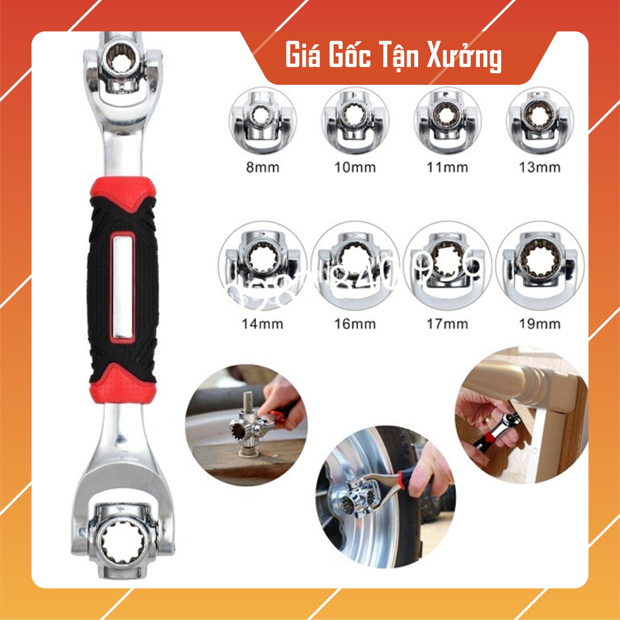 Cờ lê 8 đầu xoay 360 độ đa năng 48 in 1 cao cấp