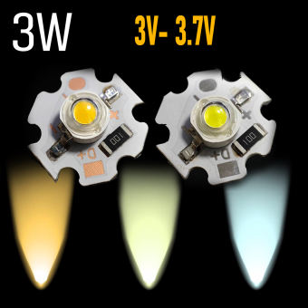 Bóng đèn Led, Chip Led 3V-3.7V Luxeon (1W, 3W, 5W) đã hàn sẵn đế tản nhiệt 20mm, Thay thế đèn Led rọi, Đèn pin, Đèn đọc sách, Đèn học và làm việc