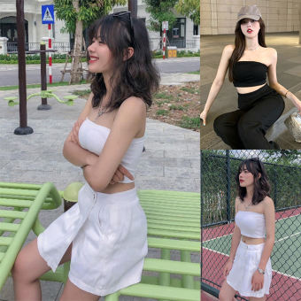 Áo Quây Cúp Ngực Không Dây Không Tay Ôm Dáng Màu Trắng Đen Freesize Dưới 52Kg "ÁO QUÂY"