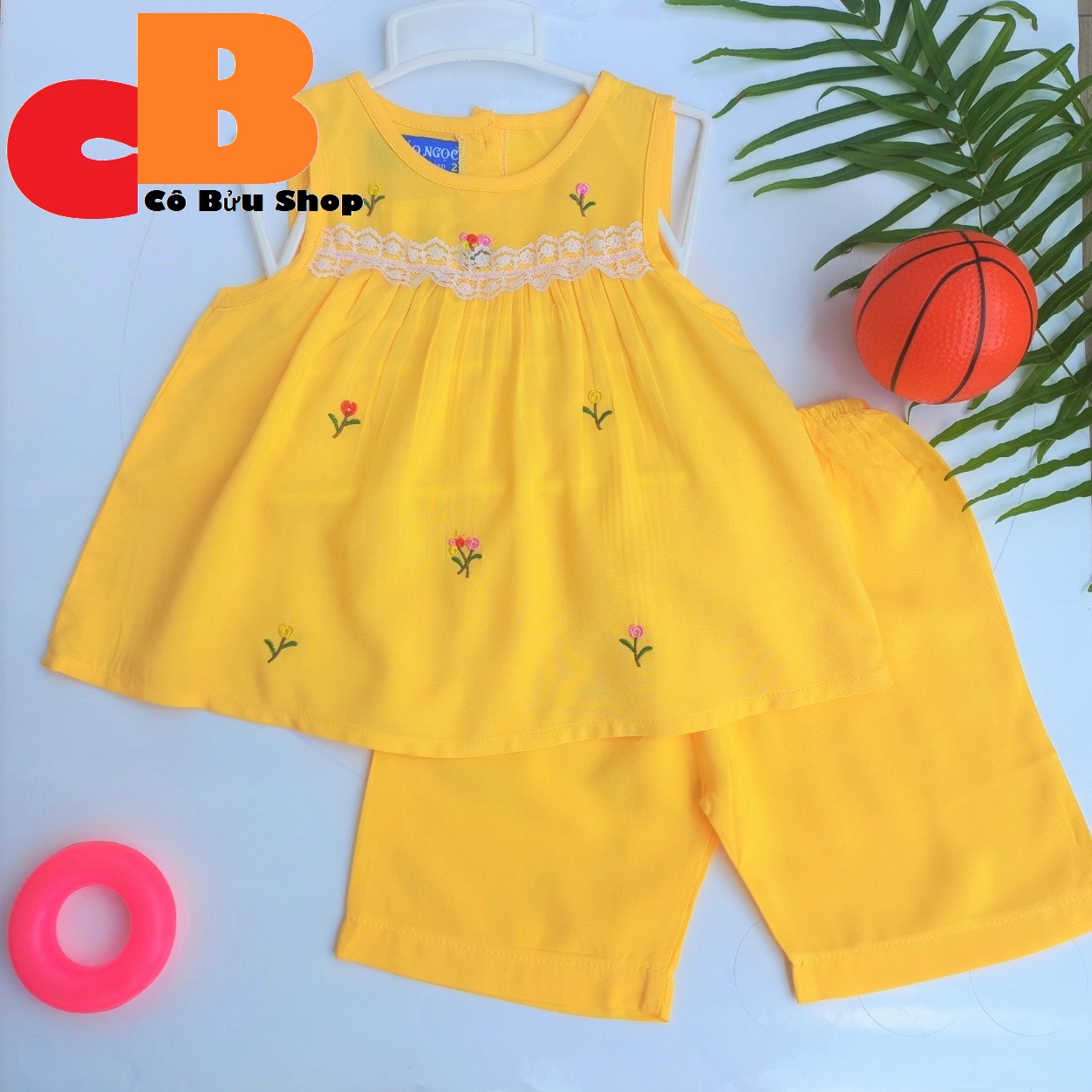 Đồ bộ bé gái chất vải tole lanh hàng công ty Bảo Ngọc dành cho bé từ 7 đến 23kg