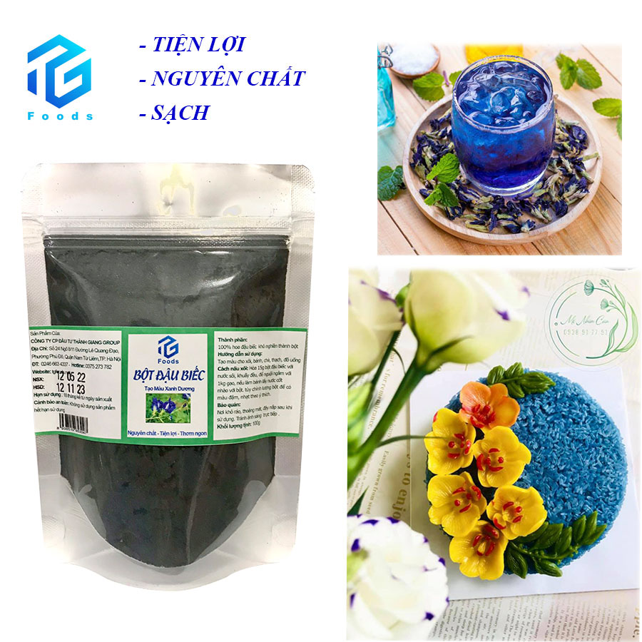 Bột hoa đậu biếc dùng trà, tạo màu xanh dương cho bánh, chè, thạch, đồ uống