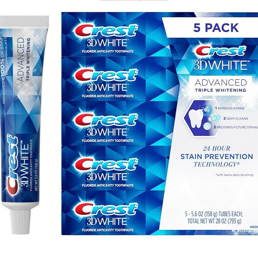 Kem đánh răng trắng răng Crest 3D White Advanced Whitening của Mỹ tupe 158gr (kem trắng)