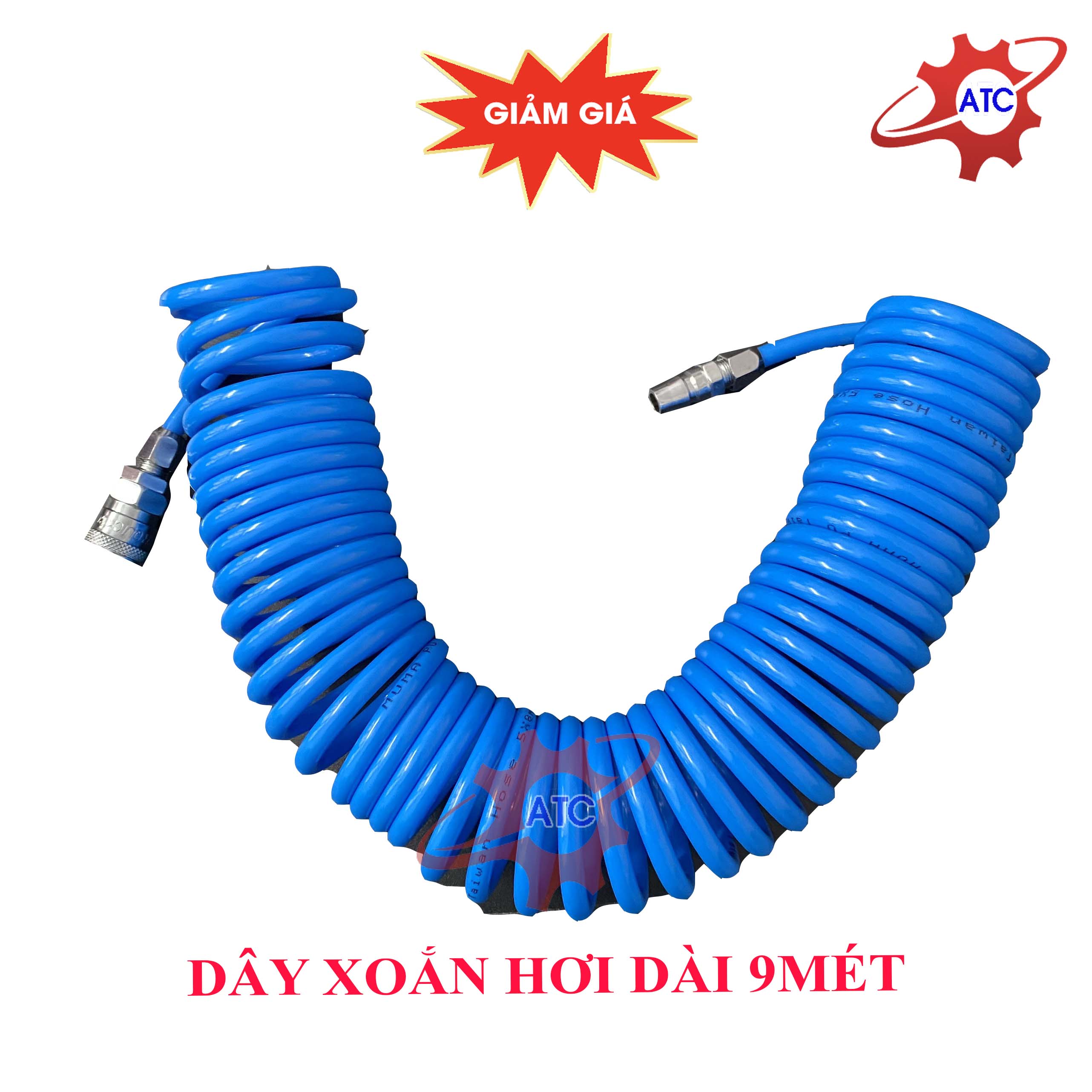 Dây xoắn hơi 9m dành cho máy nén khí phun sơn bắn đinh xịt bụi , dây chịu lực độ bền cao