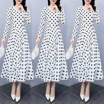 Đầm Thường Ngày Ngoại Cỡ Đầm Dài Tay Chấm Bi Cho Nữ ĐầM Maxi Đi Biển Dự Tiệc Thời Trang Hàn Quốc Đầm Dài Đi Biển