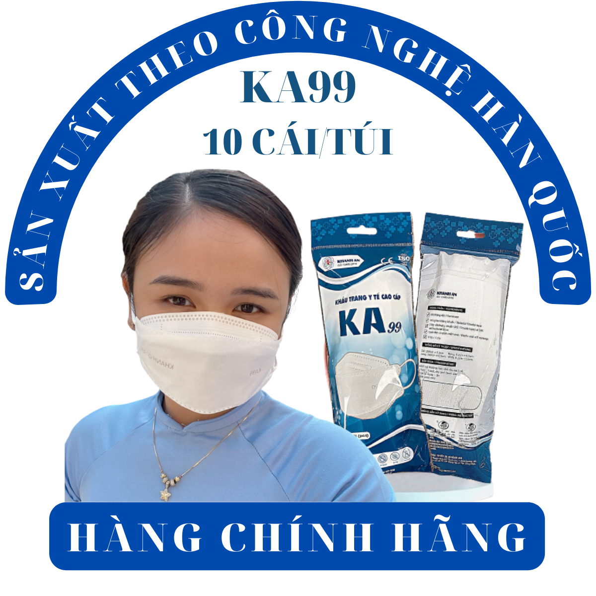 Khẩu trang y tế 4D Khánh An KA99 ngăn vi khuẩn virus 99% thiết kế KF94 Hàn Quốc không lem son và rất dễ thở