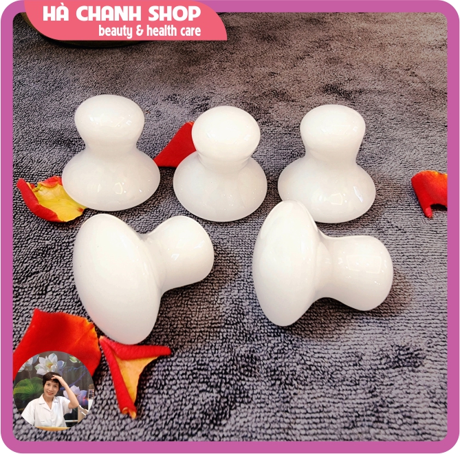 Đá massage mặt guasha hình nấm bạch ngọc - hà chanh shop