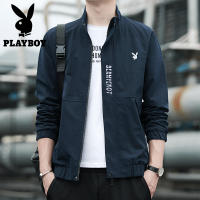 PLAYBOY Mens Jacket Spring and Autumn New Trend Jacket Stand Collar Cotton Youth Slim Coat