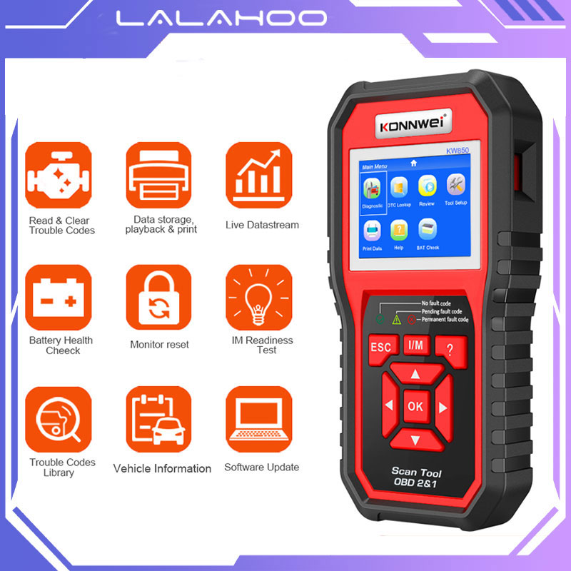 Car ODB2 Scanner for TOYOTA HONDA SUZUKI NISSAN Auto Diagnostic Scanner KONNWEI KW850 Full Function Car Diagnosis Car Scanner Universal OBD Engine Code Reader Harga 590,000 rupiah*Gratis Ongkir