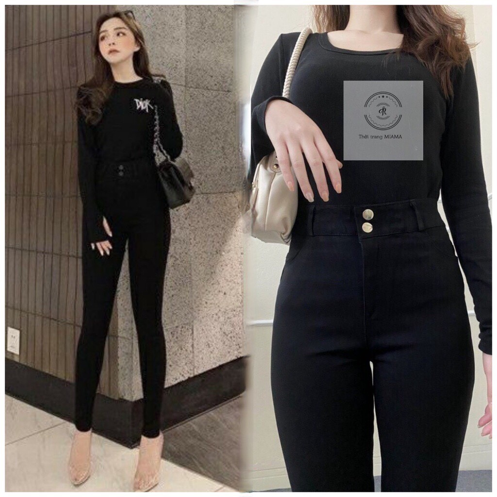 Quần Legging Cạp Cao Gen Bụng 2 Khuy Khóa Chữ H Legging UMI Hàn Quốc Siêu Phẩm