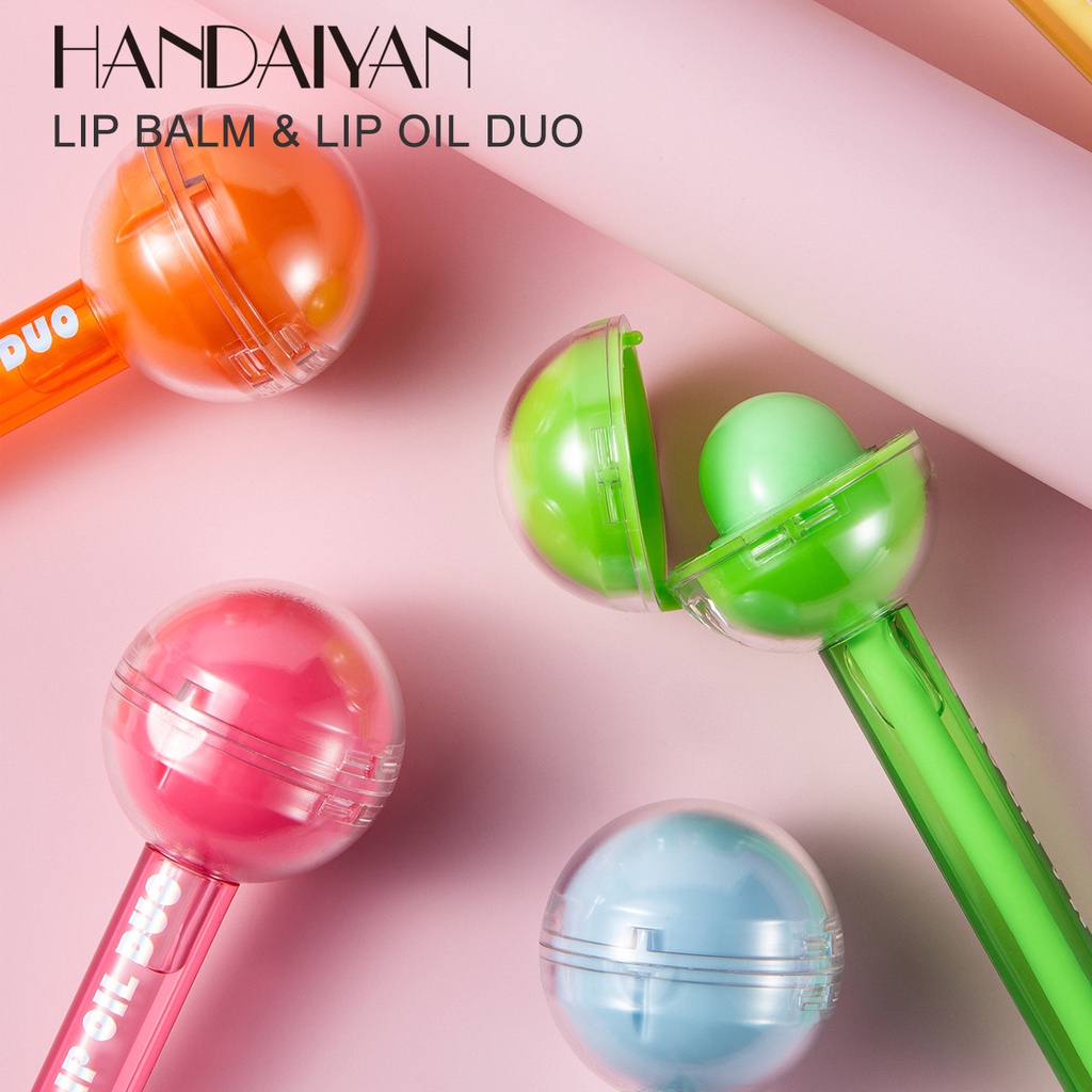 Son Dưỡng Có Màu 2in1 HANDAIYAN Lollipop Lip Balm & Lip Oil Duo Dưỡng Ẩm Bền Màu