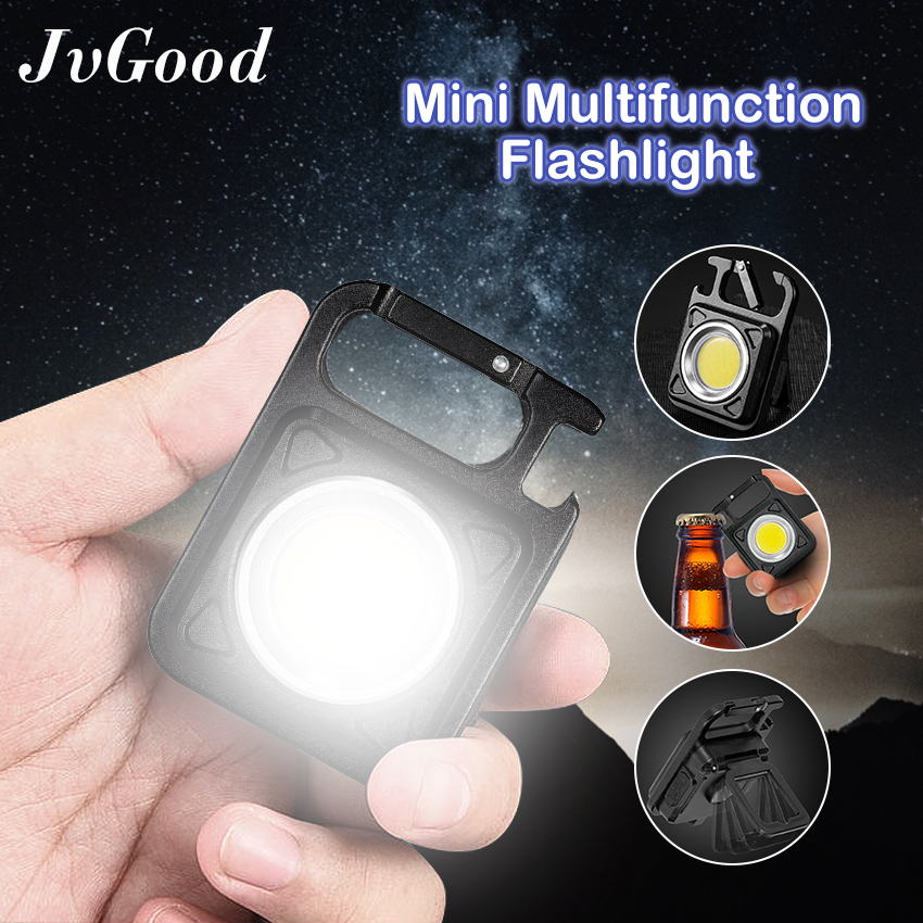 Jvgood led đèn pin mini đèn làm việc kẹp bỏ túi đèn pin cầm tay móc khóa đèn flash cob đèn pin siêu sáng usb cho cắm trại ngoài trời đèn móc khóa nút chai nhỏ