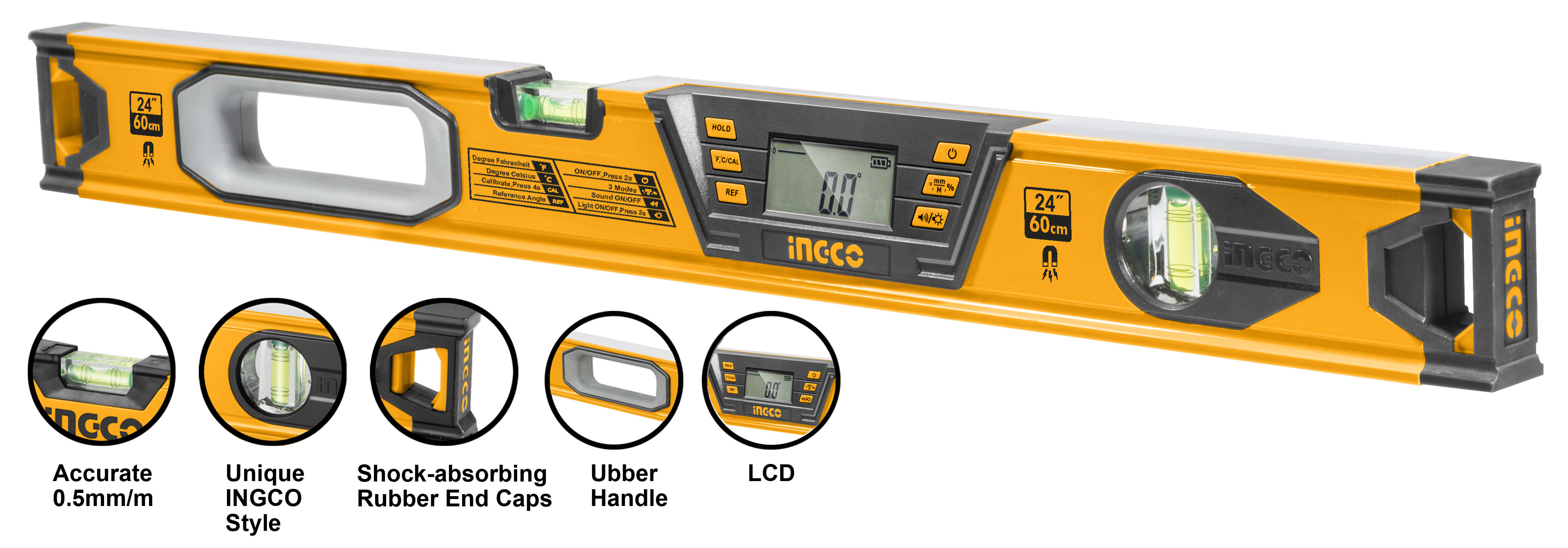 Thước thuỷ điện tử Ingco HSL08060D