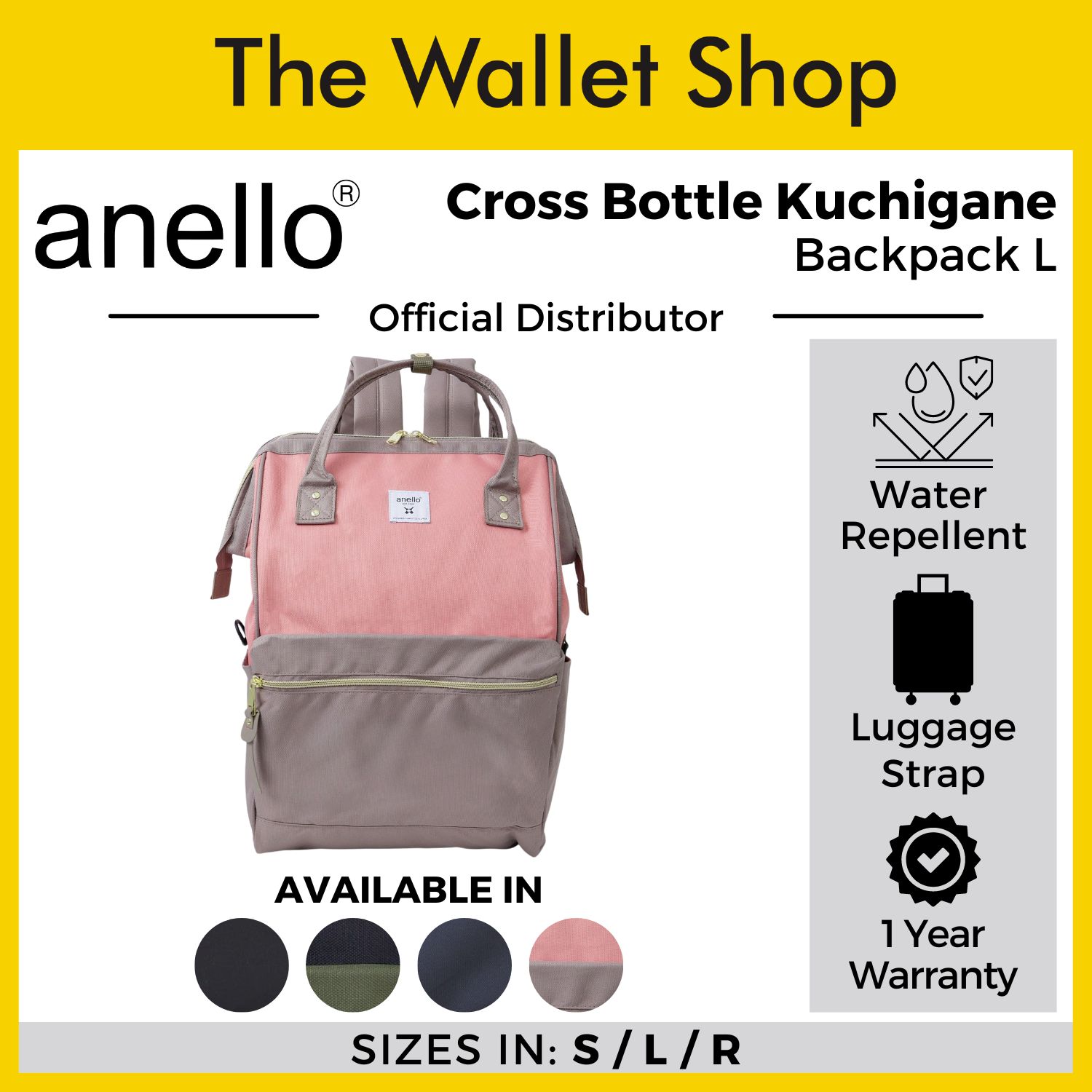 Buy Anello Cross Bottle Kuchigane Backpack S (Navy) in Singapore & Malaysia  - The Wallet Shop