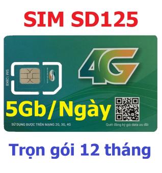 Sim 4G VIETTEL SD125 Có 5GB/ngày - 150Gb/tháng - Loại 1 tháng và Trọn gói 12 tháng - Sim chưa kích hoạt