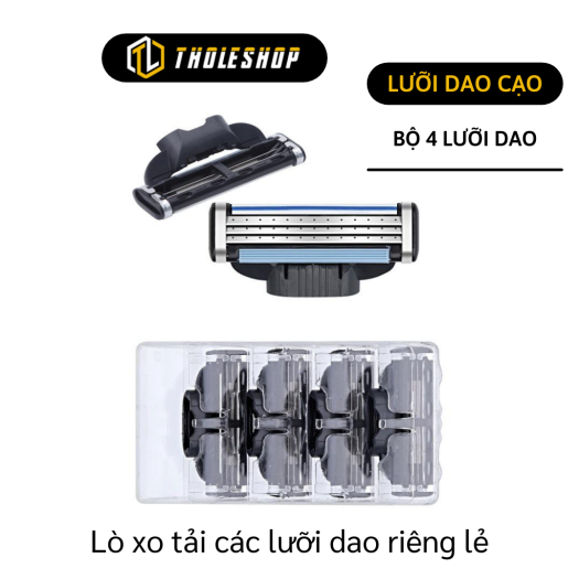 Dao cạo râu cho nam giới - Bộ 4 lưỡi dao cạo râu 3 lớp - Lưỡi dao cạo râu truyền thống - Lưỡi dao để làm sạch râu