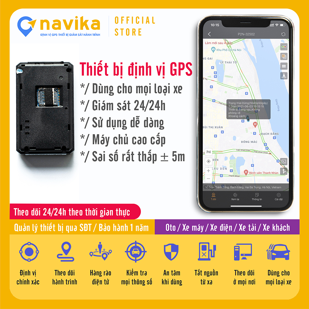 Định vị không dây, định vị gps mini theo dõi từ xa qua điện thoại, định vị dùng pin P60 - Navika GPS