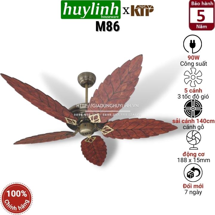 Quạt trần 5 cánh gỗ hình lá kim thuận phong ktp m86 - 5 cánh