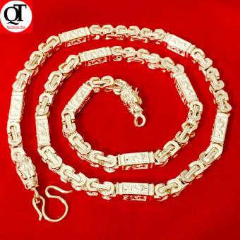 Dây chuyền nam  đầu Rồng bản vuông bạc ta trang sức Bạc Quang Thản - QTDCNA53