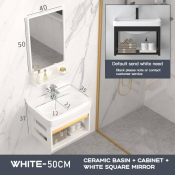 Modern Minimalist Ceramic Sink with Mirror (Brand name: N/A)