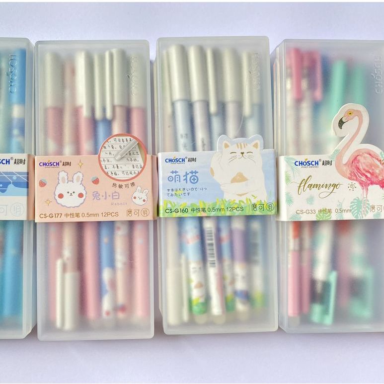 (Giá sỉ) 1 Lốc bút gel tẩy xóa được CHOSCH (12hộp/144cây) loại tốt đựng trong hộp nhựa