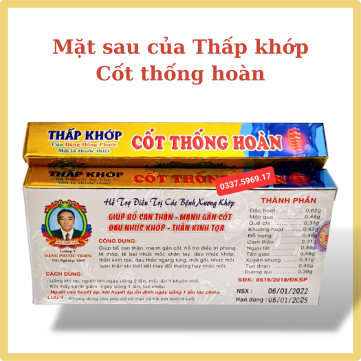 Thấp khớp Cốt thống hoàn - Hổ trợ đau khớp - Đau thần kinh tọa - Thoát vị đĩa đệm - Hộp 20 viên