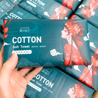 Khăn mặt khô dùng 1 lần, khăn cotton mềm mịn, khăn khô dạng rút, bông tẩy trang mỏng