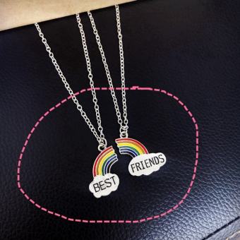 Dây chuyền mắt xích màu bạc mặt cầu vồng chữ Best/Friend sành điệu cho bạn thân DC84