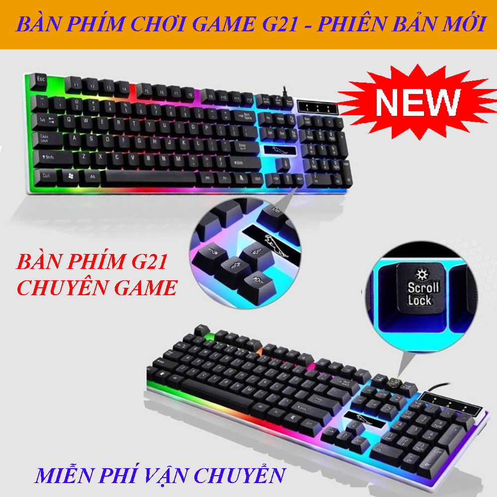 Bàn phím chơi game, bàn phím led giả cơ chuyên game g21 cho game thủ chuyên nghiệp, bàn phím cơ nhân tạo, bàn phím máy tính với led 7 màu cực đẹp, phím khắc chữ laser chống bay – số lượng có hạn - mua ngay!