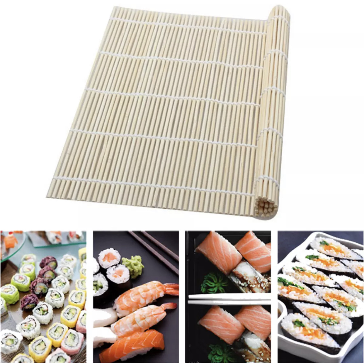 24*24cm Sushi Mat Portable Healthy Japan Korea Home DIY Kitchen Rice Roll  Maker Bamboo Sushi Pad -30