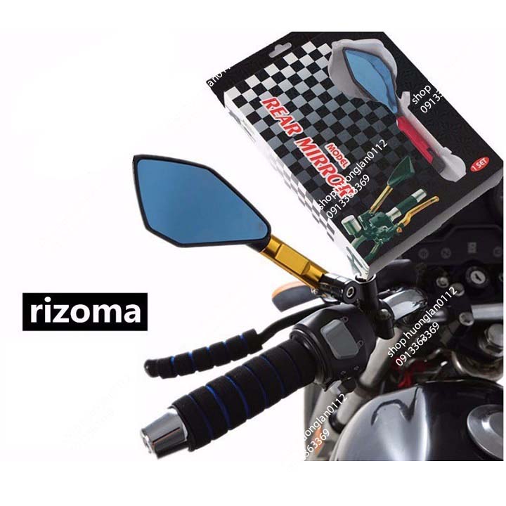 Gương 5 cạnh xe máy Rizoma mặt xanh chống lóa giá 1đôi