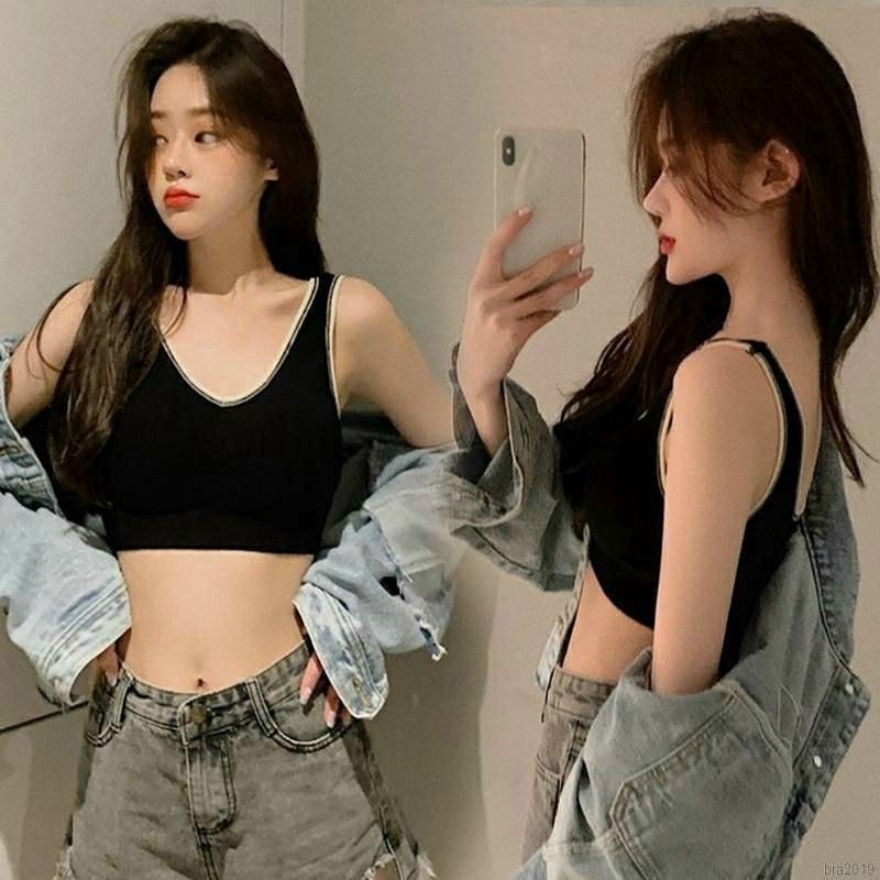 Áo bra croptop viền cổ v