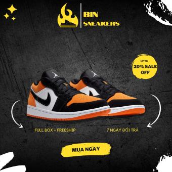 Giày Jordan JD1 thấp cổ màu cam đen nam nữ chuẩn 11 Full Box - Giày thể thao nam nữ Jordan cổ thấp cao cấp